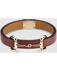Gucci - Leather Bracelet With Horsebit - Lyst