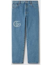Gucci - Lasered Double G Denim Pant, Ready-To-Wear - Lyst