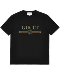 Gucci Übergroßer t-shirt mit logo - Schwarz