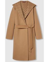 Gucci - リバーシブル ウールブレンド Ggシルク コート, ブラウン, ウェア - Lyst