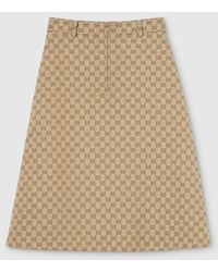 Gucci - Gg Cotton Canvas Fabric Skirt - Lyst