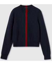 Gucci - Fine Knit Wool Sweater With Web - Lyst