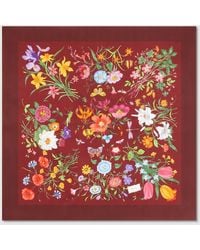 Gucci - Vierecktuch Aus Seidentwill Mit Flora-Print - Lyst