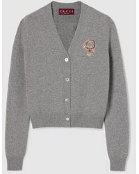 Gucci - Wool Cashmere Cardigan With Embroidery - Lyst