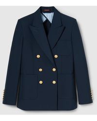 Gucci - コットン ダブルブレスト ジャケット, ブルー, ウェア - Lyst