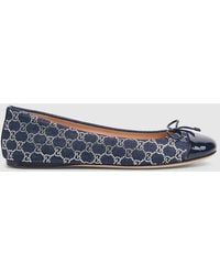 Gucci - Bailarina Plana Con Gg Cristales Para Mujer, Talla - Lyst
