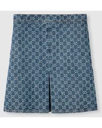 Gucci - Ausgestellter Rock Aus Gg Denim-Jacquard, Grösse - Lyst