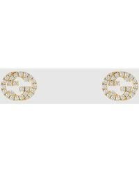 Gucci - Interlocking Diamond 18K Stud Earrings - Lyst