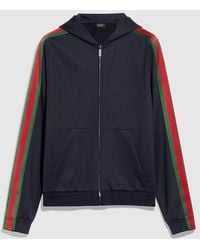 Gucci - Silk Cotton Jersey Zip Jacket With Web, Size Xxl, Ready-To-Wear - Lyst