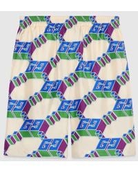 Gucci - 3d GG Print Silk Shorts - Lyst