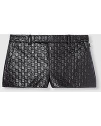 Gucci - Embossed Gg Leather Shorts - Lyst
