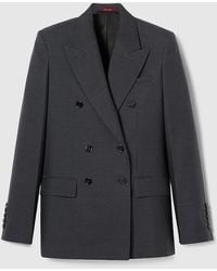 Gucci - ウール ダブルブレスト ジャケット, グレー, ウェア - Lyst