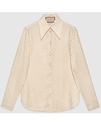 Gucci - 【公式】 (グッチ)GGシルククレープ シャツアイボリーニュートラル - Lyst