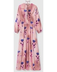 Gucci - Silk Crêpe De Chine Floral Print Dress - Lyst