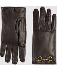 Gucci Handschuhe aus Leder mit Horsebit - Braun