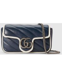 Gucci GG Marmont Super Mini Tasche - Blau