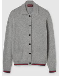 Gucci - Wool And Cashmere Cardigan With Web - Lyst