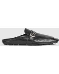 Gucci - Slipper With Double G, Leather - Lyst