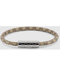 Gucci - Bracelet With Gg Detail Leather - Lyst