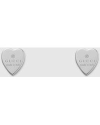 Gucci - Trademark Earrings Heart-motif Sterling Silver Stud - Lyst