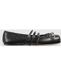 Gucci - Horsebit Leather Flat - Lyst