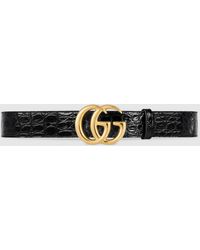 Gucci - GG Marmont Gürtel aus Krokodilleder mit glänzender Schnalle - Lyst