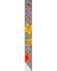 Gucci - Gg halsschleife aus seide mit flora-print - Lyst
