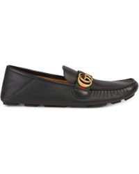 Gucci Mocassins en cuir avec bande Web - Noir