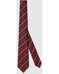 Gucci - Striped Double G Silk Jacquard Tie - Lyst