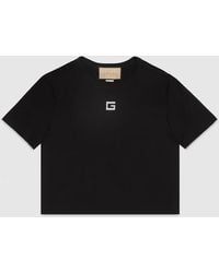 Gucci - Camiseta de Punto de Algodón con Cristales - Lyst