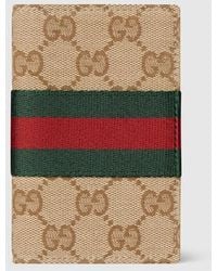 Gucci - Gg Card Case With Web, Gg Canvas - Lyst