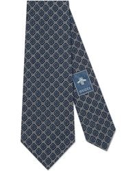 Gucci Krawatte aus Seide mit GG Rhombus-Motiv - Blau