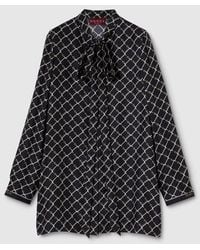 Gucci - Horsebit Print Silk Twill Dress - Lyst