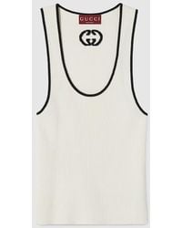 Gucci - Ribbed Tank Top With Intarsia - Lyst