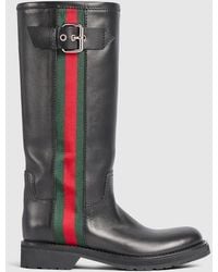 Gucci - Biker Boot With Web, Uk - Lyst