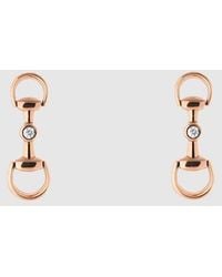 Gucci - Horsebit Diamond 18K Earrings - Lyst