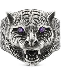 Gucci Bague têtes de félin Garden - Multicolore