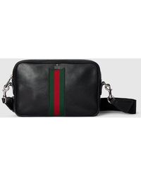 Gucci - Web Trademark Small Crossbody Bag, Leather - Lyst