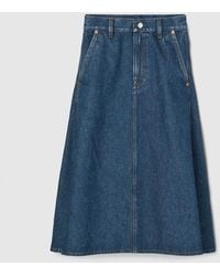 Gucci - ミドルレングス デニム スカート, ブルー, ウェア - Lyst