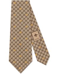 Gucci Krawatte aus GG Seide mit Bienen - Natur