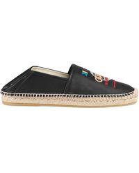 Gucci Espadrille aus Leder mit Band - Schwarz