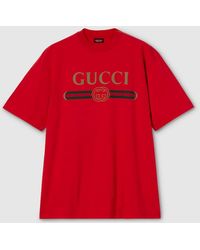 Gucci - Silk Blend Jersey T-Shirt With Print - Lyst