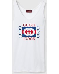 Gucci - Rib Cotton Tank Top With Print - Lyst