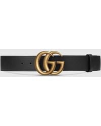 Gucci - Belt Gold Double G Buckle Leather 397660 4cm (GGB1001) - Lyst