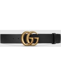 Gucci - Cinturón GG Marmont de Piel con Hebilla Brillante - Lyst