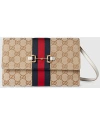 Gucci - Horsebit Web Wallet With Strap, Gg Canvas - Lyst