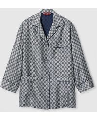 Gucci - Camisa De Sarga De Seda Con Gg, Talla - Lyst