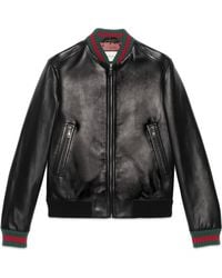 gucci mens leather bomber jacket