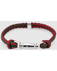 Gucci - Braided Bracelet With Piston Detail, Size S, Leather - Lyst