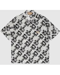 Gucci - 3d Glass Horsebit Print Silk Shirt - Lyst